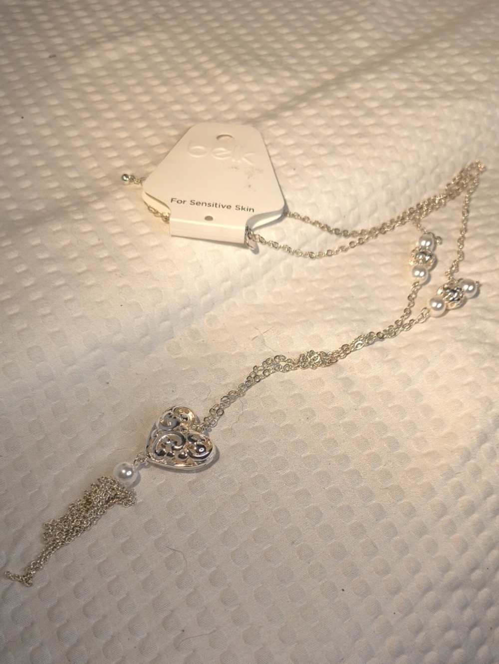 Belk Silver Heart Pendant Necklace with Pearl Accents